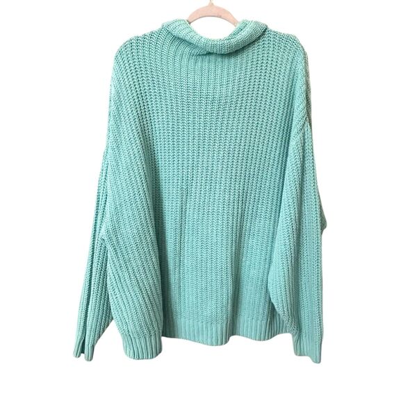 FREE PEOPLE Swim Too Deep Oversized Turtleneck Sweater Aqua Small - Picture 3 of 6